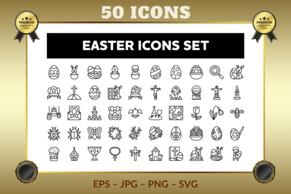 Easter Outline Icons and Icons