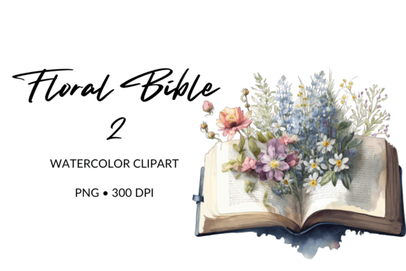 Floral Bible Watercolor Clipart 2 Illustrations