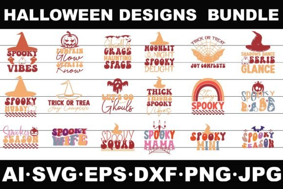 Halloween Groovy Svg Png Design Bundle for Crafts