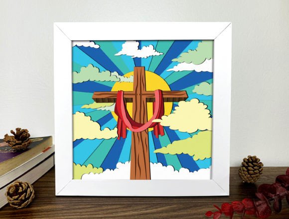 Jesus Cross Shadow Box 3D SVG Religious Design