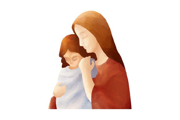 Young Jesus Christ Praying with His Mother, Mary